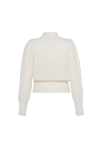 faina Damski sweter z okrągłym dekoltem i łańcuszkiem z cekinami Wełna BIAŁA, rozmiar XS/S, biały (wollweiss), XL