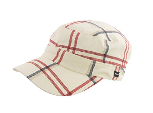 CRAGGI Damska czapka z daszkiem, granatowa, czerwona, kremowa kratka, 55 cm-61 cm