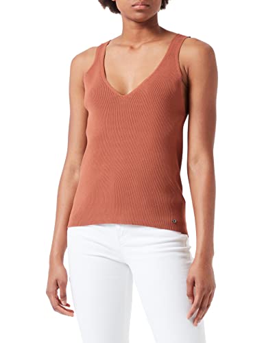 TOM TAILOR Denim Damski Podstawowy top z dzianiny 1031470, 29566 - Nut Brown, S