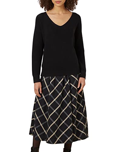 People Tree Damski sweter z dekoltem w serek Kaia, czarny, 12, Czarny, 38