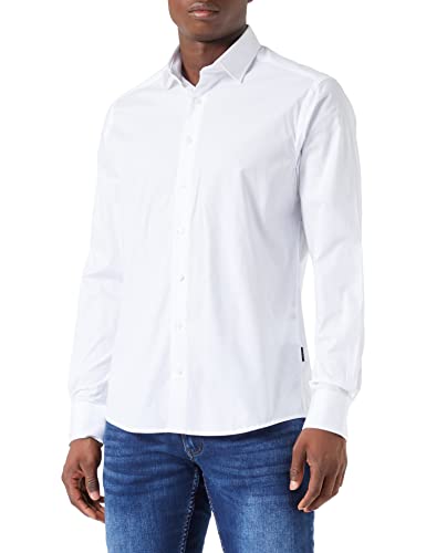 bugatti Męska koszula rekreacyjna rękaw 1:1, biały-10, S