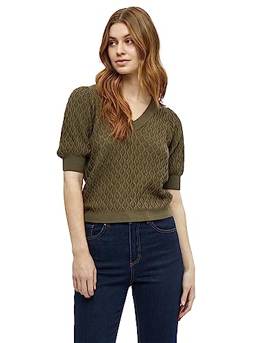 Peppercorn Damska koszulka z dzianiny Rosalia z dekoltem w serek z półrękawem Capers, XS, Capers, XS