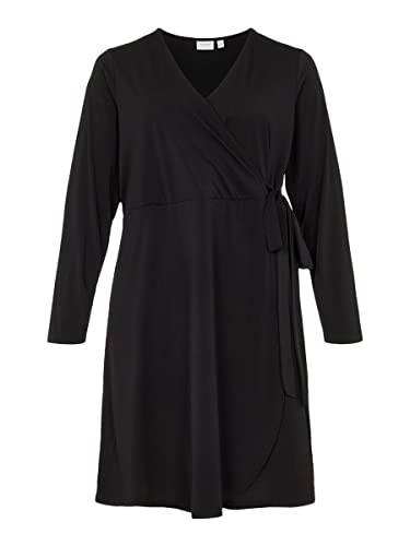 VILA EVOKED BY VILA Damska sukienka Viborneo L/S WRAP Dress/SU/CUR-NOOS, czarna, 52