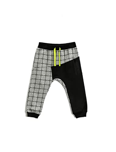 Koton Baby Boy Geometric Print Jogger Sweatpants Drawstring, Anthracite (045), 18-24 miesi?cy