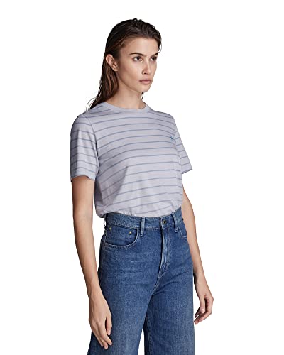 G-STAR RAW Damska koszulka o regularnym kroju w paski R T Wmn, Wielokolorowy (magnez/popiół niebieski pasek C483-d169), S