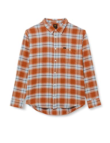 Lee Męska koszula z nadrukiem, karmel, rozmiar M