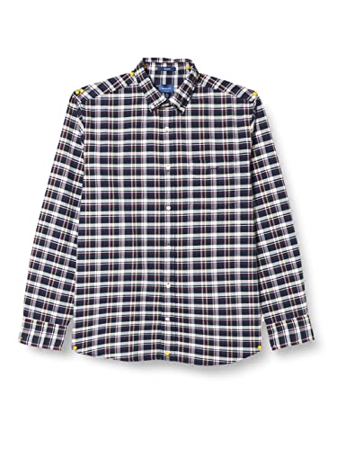 GANT Męska koszula REG Oxford Check Shirt z kołnierzem Button-Down, niebieski (Evening Blue), standardowa