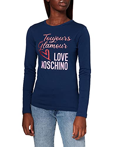 Love Moschino T-shirt damski, niebieski, 38 PL