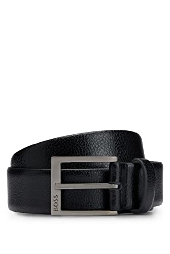BOSS Męski pasek Elloy Sz35 z groszkowanej włoskiej skóry z zapięciem z logo, czarny (Black1), 95