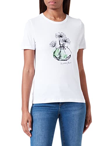 ONLY Women's ONLKITA REG S/S MARGUERIT Top Box JRS T-Shirt, Bright White/Print:Petit, M