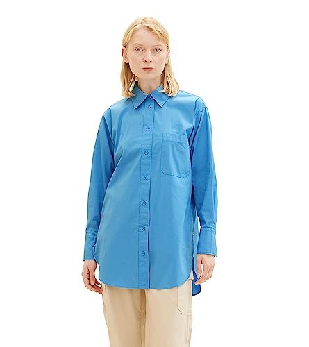 TOM TAILOR Denim Damska bluzka koszulowa Basic Poplin, 17723 - Water Sport Blue, L