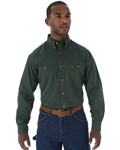 Wrangler Riggs Workwear Męska koszula robocza z długim rękawem Logger Twill, Zielony leśny, M