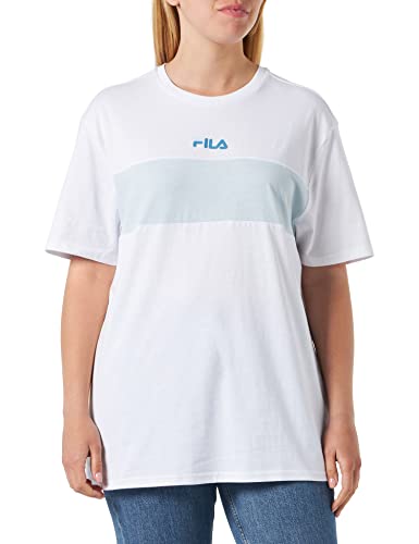 FILA Męski t-shirt Springdale Blocked Taped, Bright White-Omphalodes, S, Jasne białe omphalodes, S