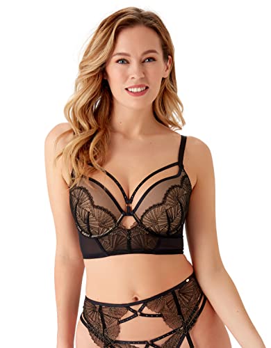 Gossard Damski biustonosz VIP Captivate usztywniany Plunge, czarny/brązowy, 36DD, Czarny/brązowy, 80E