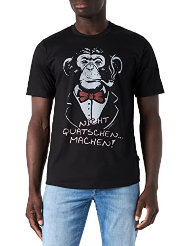 Trigema Męski T-shirt 636210822, czarny, standardowy