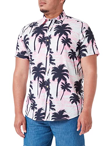 JACK & JONES Męska koszula z krótkim rękawem nadruk All-Over-Print, pryzm Pink, L