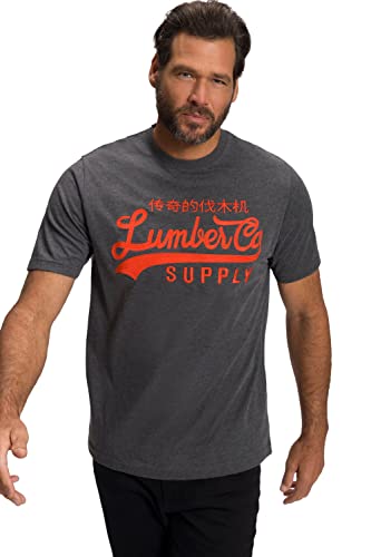 JP 1880 Menswear Menswear L-8XL t-shirt męski, z półrękawami, haft, melanżowy dżersej 808270, ciemnoszary melan?, L