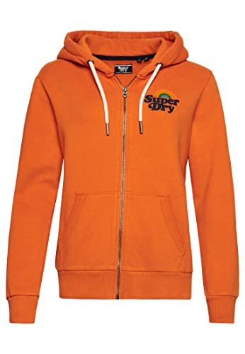 Superdry Vintage Rainbow Ziphood Bluza damska, Denim Co Rust Orange, 34
