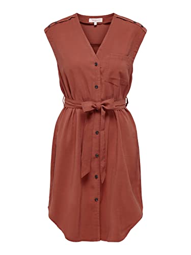 ONLY Women's ONLARIS Life S/L Short Belt Dress PNT sukienka, Cinnabar, M, cinnabar, M