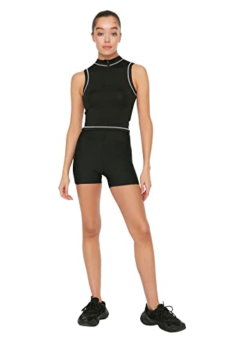 Trendyol Legginsy sportowe, szare, mini, Czarny, S