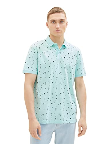 TOM TAILOR Denim Męska koszulka polo, 1036404, 31913-Blue Black Mini Palm Paisley, XL, 31913 - Blue Black Mini Palm Paisley, XL