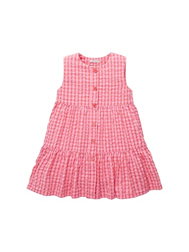 TOM TAILOR Dziewczęca dziecięca sukienka z falbanami ze wzorem w kratę, 31682 - Pink Check, 116/122 cm