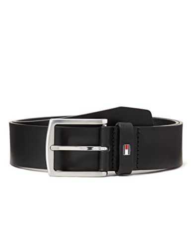 Tommy Hilfiger Denton Flag Logo Skórzany pasek męski, Czarny, 110