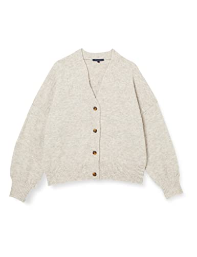 French Connection Damski sweter z dzianiny Vhari z dekoltem w serek, Płatki owsiane Mel, XL