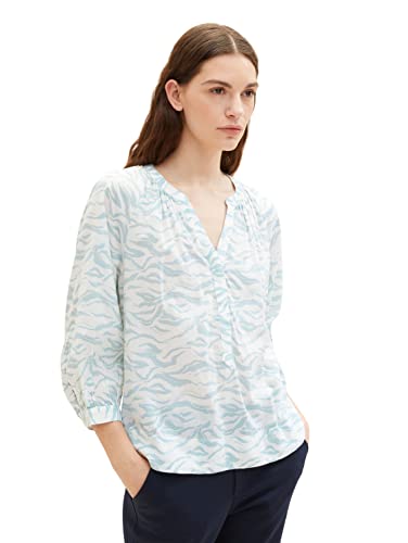 TOM TAILOR Damski Bluzka 1035880, 31282 - Blue Small Wavy Design, 38