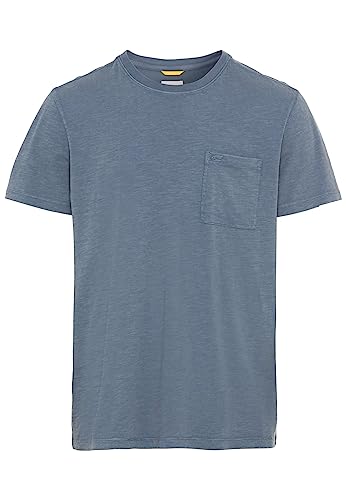 camel active Męski T-shirt z krótkim rękawem z naszytą kieszenią na piersi z czystej bawełny, niebieski, XXL