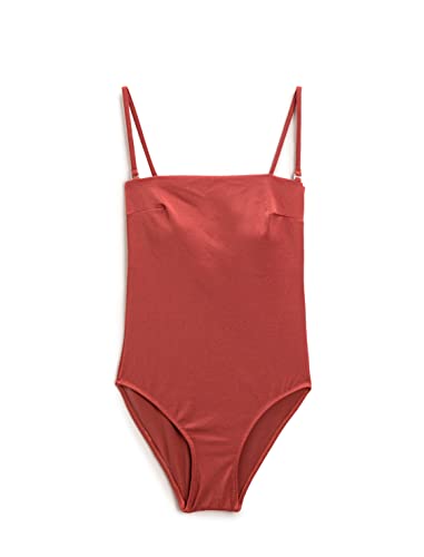 Koton Damski strój kąpielowy typu spaghetti z ramiączkami, jednoczęściowy, Brązowy (Kn1), 44