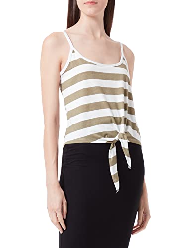 ONLY Women's ONLMAY S/L Knot Short Stripe JRS Top, Mermaid/Stripes:Cloud Dancer (kia), XS