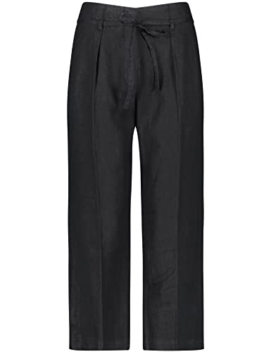 Taifun Damskie spodnie palazzo ze zrównoważonego rozwoju EcoVero Vissoe Marlene/Culotte spodnie rekreacyjne długie spodnie palazzo ze wzorem, regularna długość, czarny, 42 Kr�tki