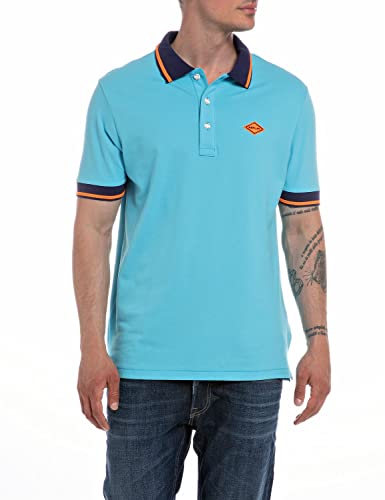 Replay Męska koszula polo M3685C, 595, Sky, 3XL, 595 Sky, 3XL