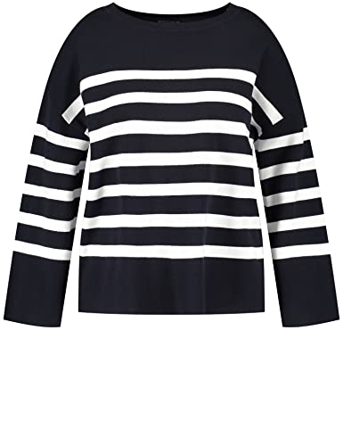 Samoon Damski sweter 272002-25101, granatowy (offwhite), 42 (DE), Granatowy - Offwhite Ringel, 42