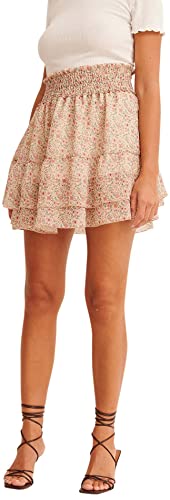 NA-KD Smocked mini spódnica, różowy kwiat, EU 38