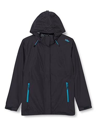 CMP Damska kurtka polarowa Hood Knit Tech melanżowa z rowerem, Boy, Bluish Mel-BWeiß, 104, antracyt, 56