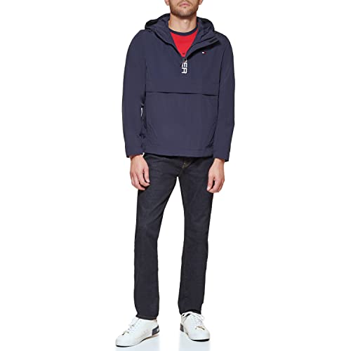 Tommy Hilfiger Męska kurtka retro lekka Taslan Popover wiatrówka, Nowy granat, S