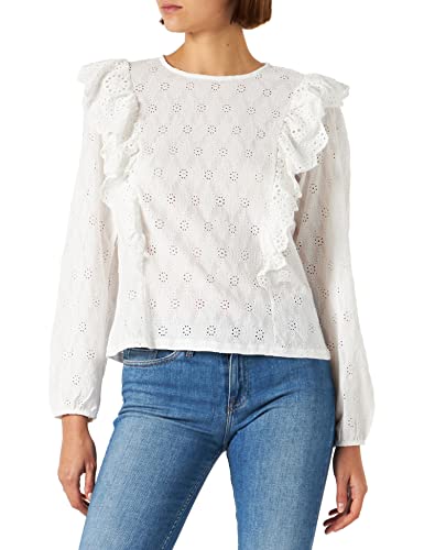 Springfield Damska koszulka szwajcarska haftowana falbana, beżowa, XL, BEŻOWY, XL