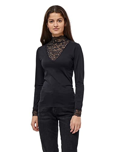 Minus Damska bluzka Vanessa w serek, 100 czarny, XL