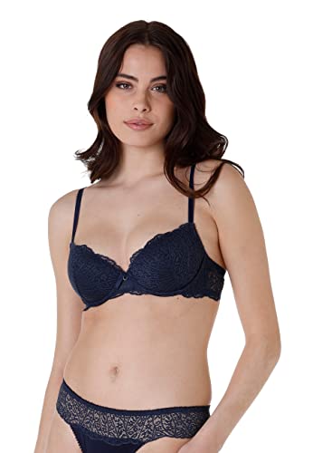 LOVABLE Z Czapką I Koronki Elastyczne Kubki Exquisite Koronki Biustonosz Damski, niebieski, 36 / D