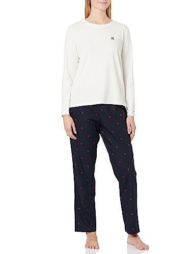 Tommy Hilfiger Damski pudełko prezentowe Pj Ls koszulka i kapcie T-shirt, kość słoniowa/Small Cmd/Rouge, XS