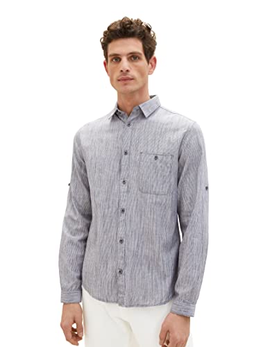 TOM TAILOR Męska koszula 1038456, 29052, granatowa, rozmiar 3XL, 29052 - Navy Pinstripe, 3XL