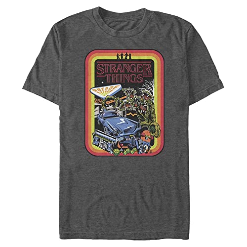 Stranger Things Męski T-shirt Retro Mash Short Sleeve w kolorze ciemnoszarym (Dark Heather Grey), XXL, ciemnoszary, XXL
