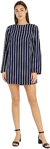 Tommy Hilfiger Damska sukienka z krepy w paski Argyle Shift Fit & Flare, Argyle Stp/Pustynne niebo, 68