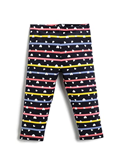 Koton Dziewczęce legginsy z nadrukiem serca, bawełniane, Czarna taśma (9S9), 4-5 Lata