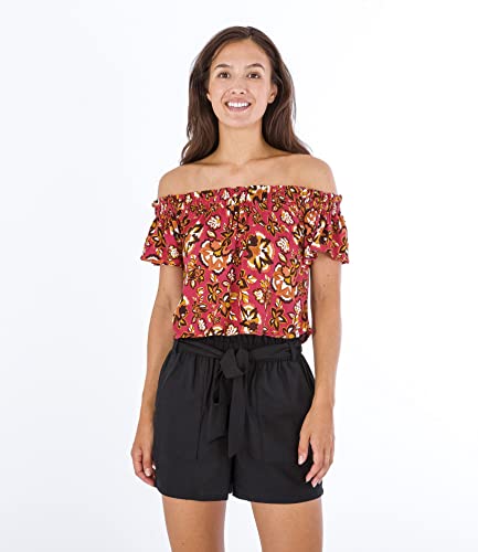Hurley Damska koszulka z odkrytymi ramionami, retro, kwiatowy, L, Retro, kwiatowy, L