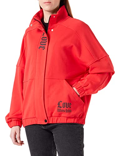 Love Moschino Love Front Opening And Gothic Logo Print On Left Pocket. Kurtka damska, czerwony, L