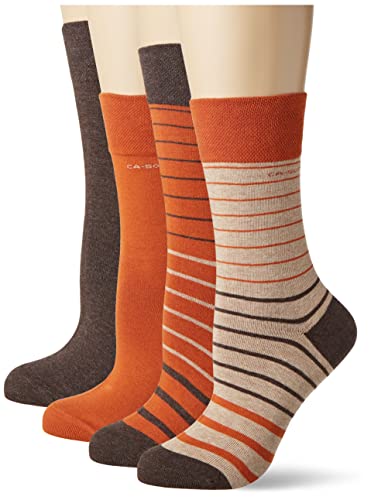 Camano Unisex Online ca-Soft Uni & Striped 4-pak skarpet, rdza, 39/42, rdza, 39 EU