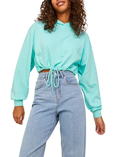 JACK & JONES Damska bluza z kapturem Jjxx Jxalfa Loose Every Crop, Aruba Blue, L